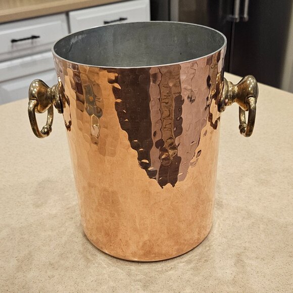 RARE MAUVIEL FRANCE COPPER HAMMERED WINE M30 1830 BUCKET COOLER ICE BAR HOLDER - Picture 1 of 12